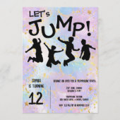 Trampolin Geburtstag springende Kinder Einladung (Vorderseite)