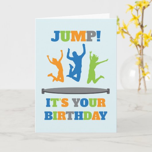 Trampolin Geburtstagsfeier Karte (Gelbe Blume)