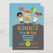 Trampolin Geburtstagsparty Blue Bounce Jump Einladung (Vorne/Hinten)