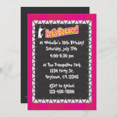 Trampolin Geburtstagsparty Einladung Pink (Vorne/Hinten)