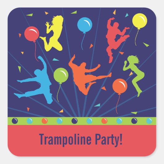 Trampolin Geburtstagsparty Stickers Boys & Girls (Vorderseite)