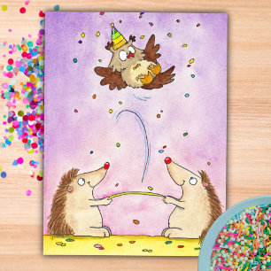 Trampolin Happy Geburtstag Postkarte von Nicole Ja