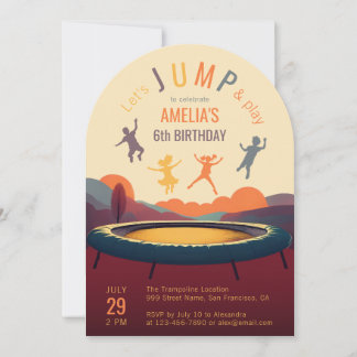 Trampolin Jump and Play Retro Kid Geburtstagsparty Einladung