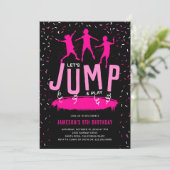 Trampolin-Kinder Rosa Geburtstagsfeier Einladung (Stehend Vorderseite)