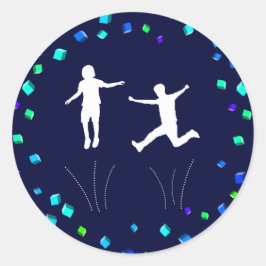 Trampolin oder Bounce Party Runder Aufkleber