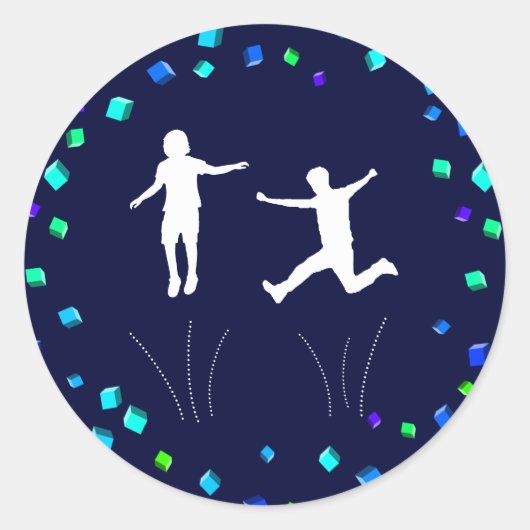 Trampolin oder Bounce Party Runder Aufkleber (Vorderseite)