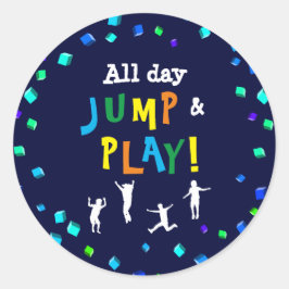 Trampolin oder Bounce Party Runder Aufkleber