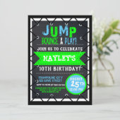 Trampolin Park Bounce Party Neon Colors Sommer Einladung (Stehend Vorderseite)