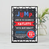 Trampolin Park Bounce Party Rot Weiß und Blau Einladung (Stehend Vorderseite)