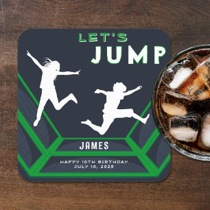 Trampolin Park Brechen Grünen Geburtstag Party Rechteckiger Pappuntersetzer