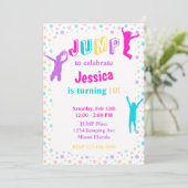 Trampolin Park Jump Bounce Girls Party Einladung (Stehend Vorderseite)