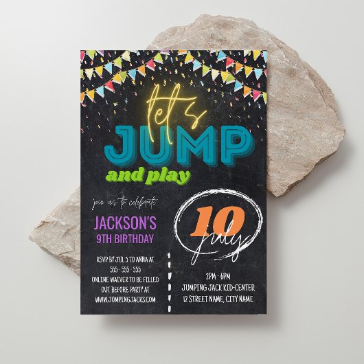 Trampolin Park Kindergeburtstag Party Einladung