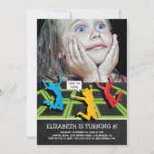 Trampolin Park Kindergeburtstag Party Foto Einladung (Vorderseite)