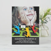 Trampolin Park Kindergeburtstag Party Foto Einladung (Stehend Vorderseite)