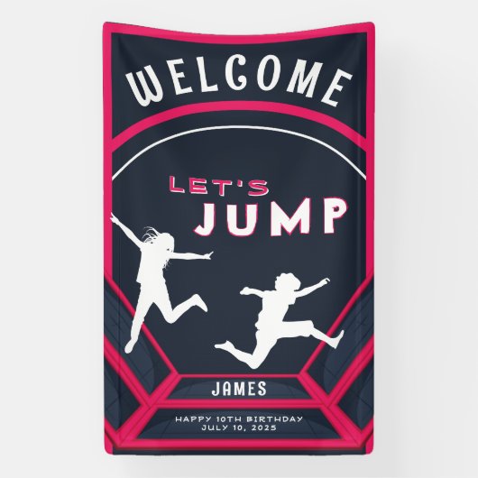 Trampolin Park Let's Jump Red Birthday Party Banner (Vertikal)