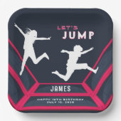 Trampolin Park Let's Jump Red Birthday Party Pappteller (Vorderseite)