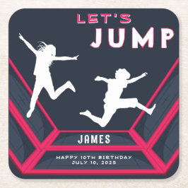 Trampolin Park Let's Jump Red Birthday Party Rechteckiger Pappuntersetzer