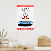 Trampolin springender Weihnachtsmann Poster (Küche)