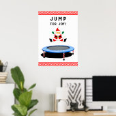 Trampolin springender Weihnachtsmann Poster (Heimbüro)