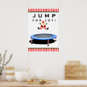 Trampolin springender Weihnachtsmann Poster (Küche)