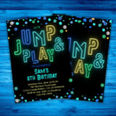 Trampoline Birthday Neon Glow Jump Play Party Einladung