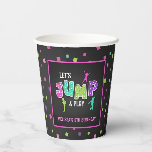 Trampoline Birthday Paper Cup - Mädchen Pappbecher (Rückseite)