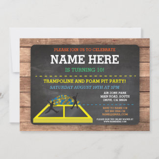 Trampoline Foam Pit Jump Party Birthday Fun Invite Einladung
