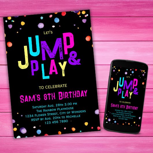 Trampoline Geburtstag Einladung Jump Play Party