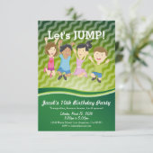 Trampoline Geburtstagsparty Einladung (Stehend Vorderseite)