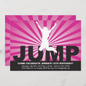Trampoline Geburtstagsparty Einladung für ein Mädc (Vorne/Hinten)