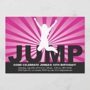 Trampoline Geburtstagsparty Einladung für ein Mädc