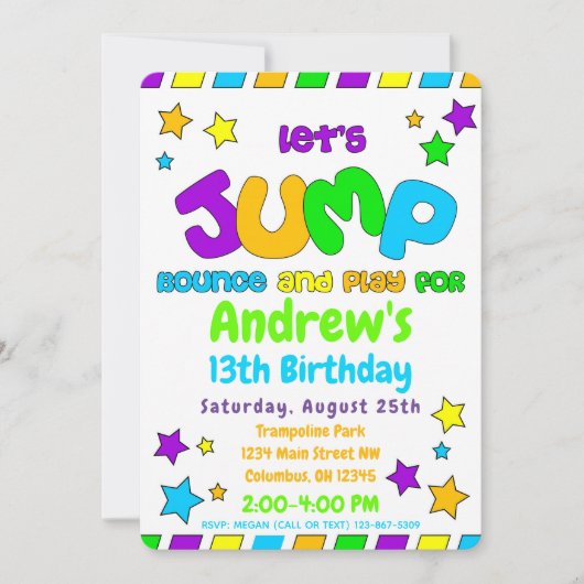 Trampoline Jump Park Party Einladung (Vorderseite)