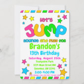 Trampoline Jump Park Party in Neonfarben Einladung (Vorderseite)