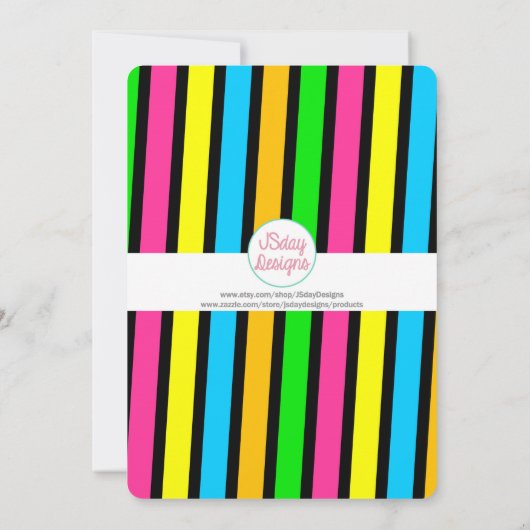 Trampoline Jump Park Party in Neonfarben Einladung (Rückseite)