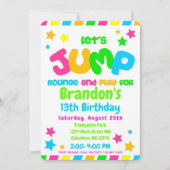 Trampoline Jump Park Party in Neonfarben Einladung (Vorderseite)