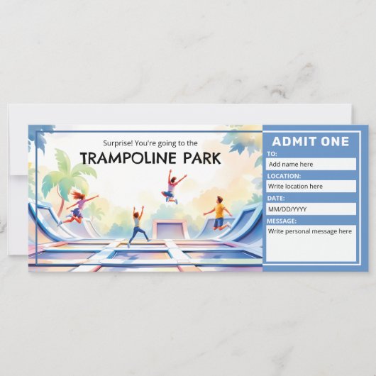 Trampoline Park - Bounce House Ticket Einladung (Vorderseite)