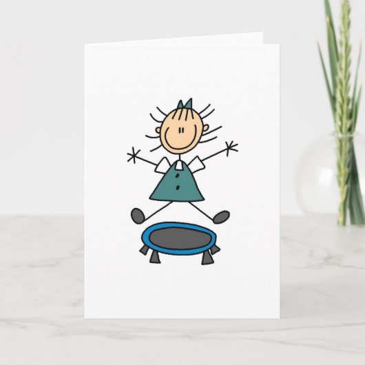 Trampoline Stick Figure Card Karte (Vorderseite)