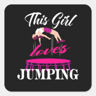 Trampolinen Geschenk Idee Frauen Sprung Fitness Quadratischer Aufkleber
