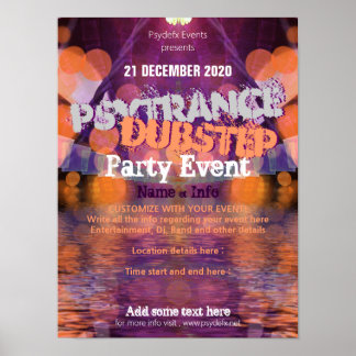 Trance Lila Orange Pool Party Event Flyer Poster