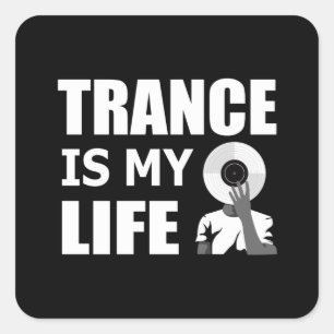 Trance Techno Music Rave DJ House Dance Geschenk I Quadratischer Aufkleber