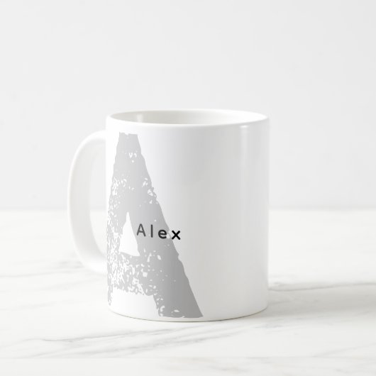 Trandy Oversized Mit Monogramm Initial & Name Tass Kaffeetasse (Vorderseite Links)