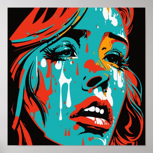 Tränen der Emotion: Pop Art Cry Woman - Pos Poster (Vorne)