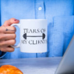 Tränen meiner Klienten Personal Trainer Barbell Kaffeetasse<br><div class="desc">Dieses Design kann in dem Bereich personalisiert werden, der durch das Ändern des Fotos und/oder Textes zur Verfügung gestellt wird. Sie können auch angepasst werden, indem Sie auf Vorlage personalisieren klicken und dann auf die Schaltfläche klicken, um weitere Optionen anzupassen, um die Hintergrundfarbe zu löschen oder zu ändern, Text hinzuzufügen,...</div>