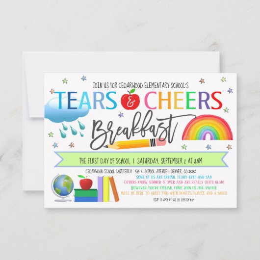 Tränen und Beifall zum Frühstück Einladung (Vorderseite)