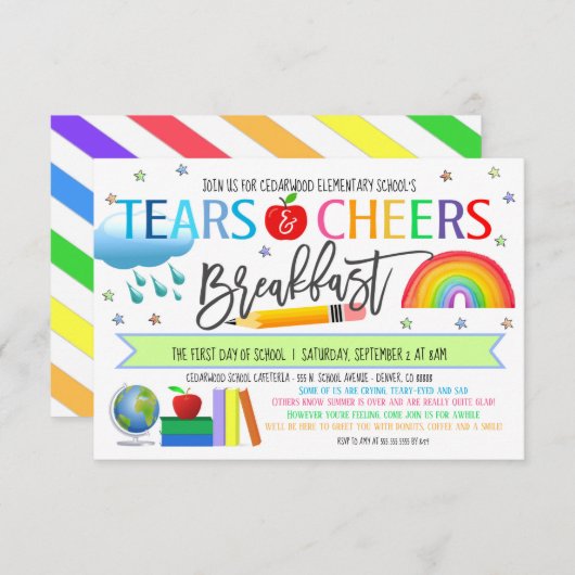 Tränen und Beifall zum Frühstück Einladung (Vorne/Hinten)