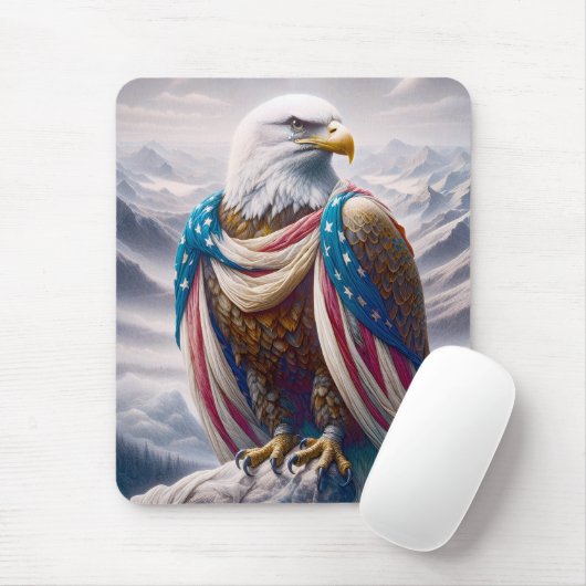 Tränenadler mit amerikanischer Flagge Mousepad (Mit Mouse)