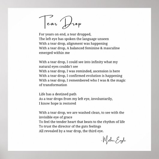 Tränenfallen Erwachen Dritte Augen Poster Kunst (Vorne)