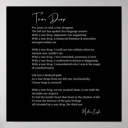 Tränenfallen Erwachen drittes Auge Gedicht Poster (Vorne)