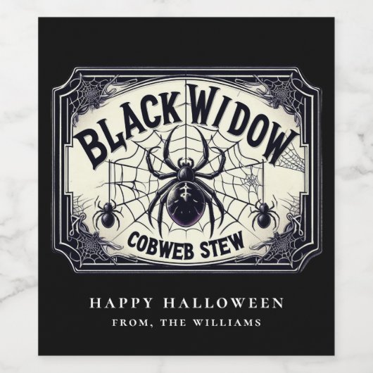 Tränke Halloween-Party Black Widow Web Weinetikett (Einzelnes Label)