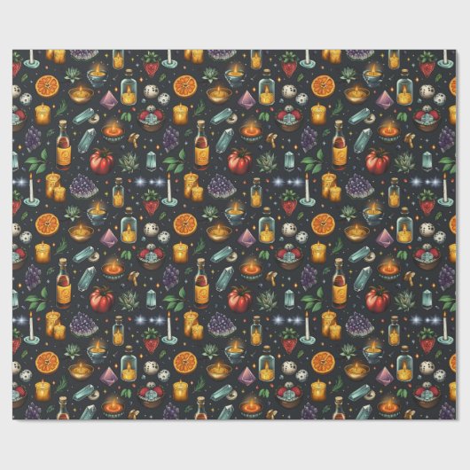 Tränke, Kristalle und Kerzen Geschenkpapier (Flach)